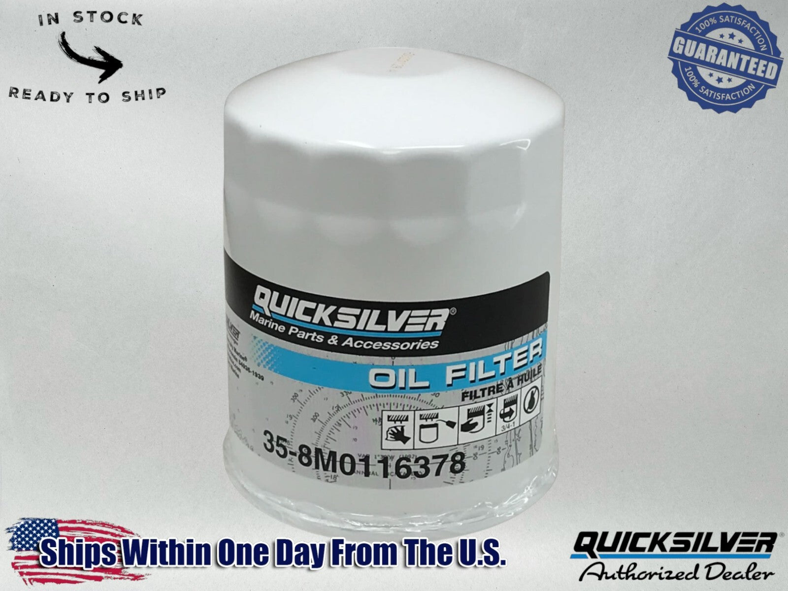 Quicksilver Genuine OEM Authentic Marine Oil Filter 35-8M0116378