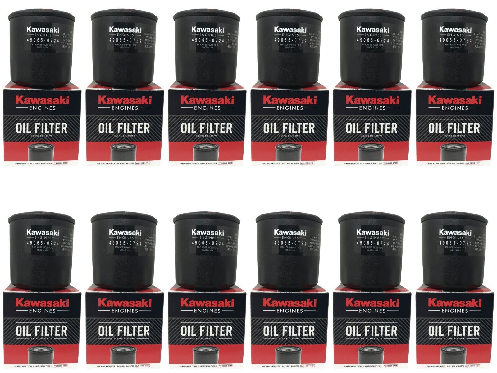 12 Pack OEM Kawasaki Oil Filter 49065-0724 (replaces 49065-7010) 