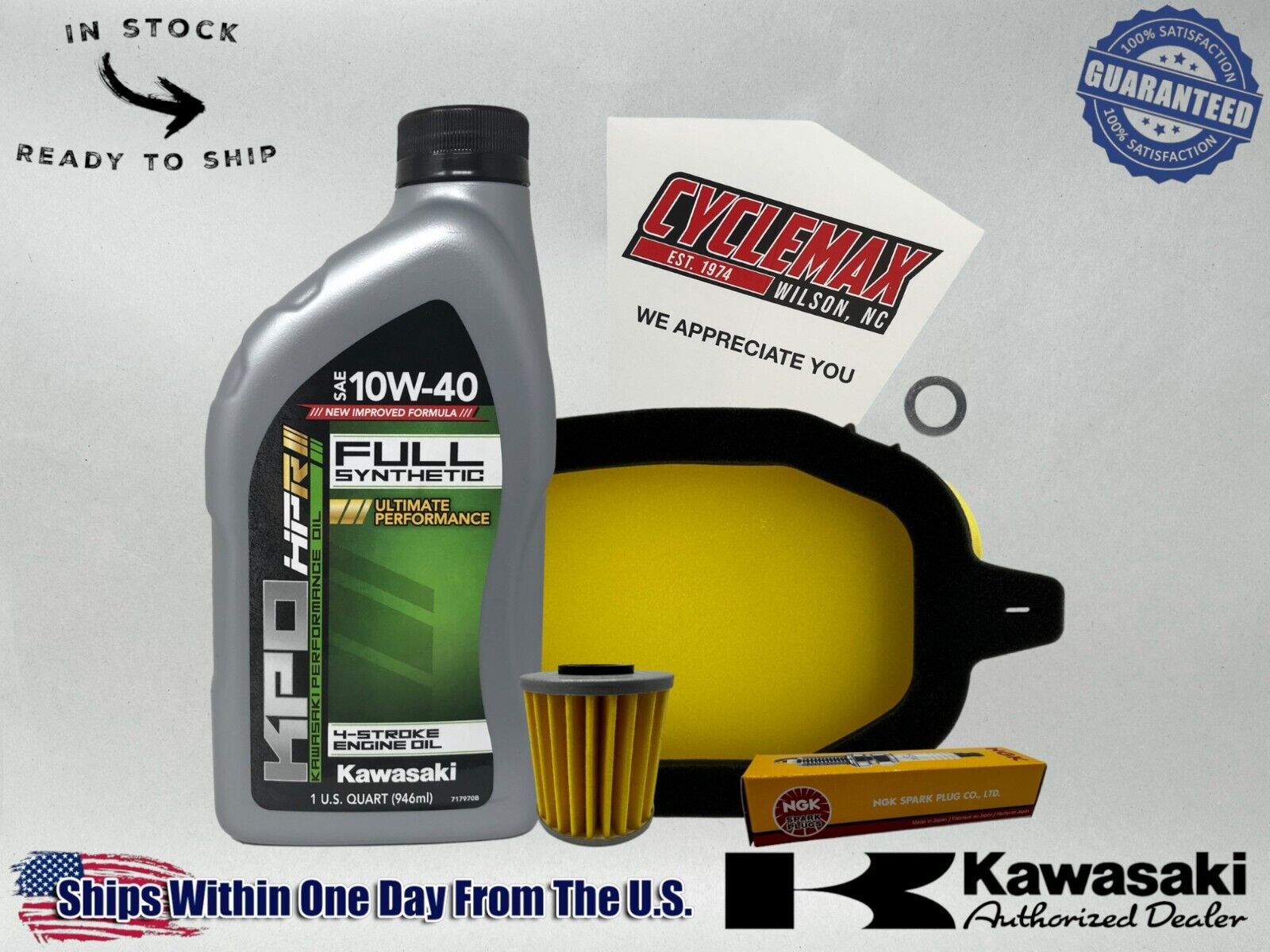 Cyclemax Full Synthetic Tune Up Kit fits 2024 Kawasaki KX450 with Spark Plug