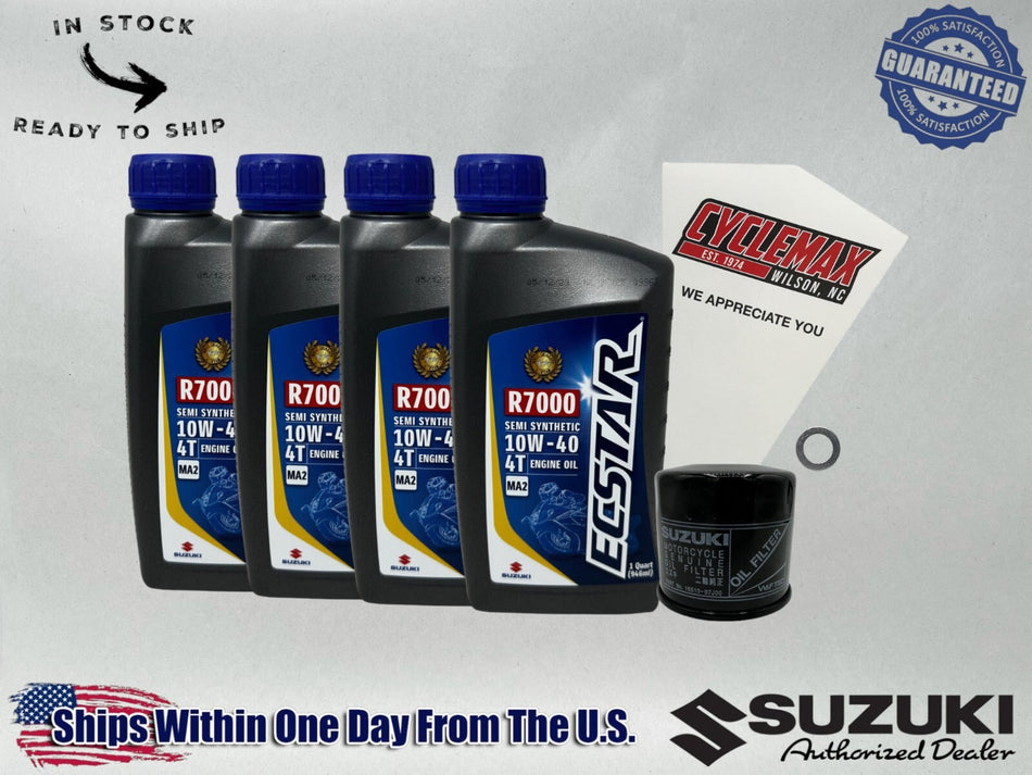 Suzuki Ecstar Semi-Synthetic Oil Change Kit for 2023-2026 GSX-8R