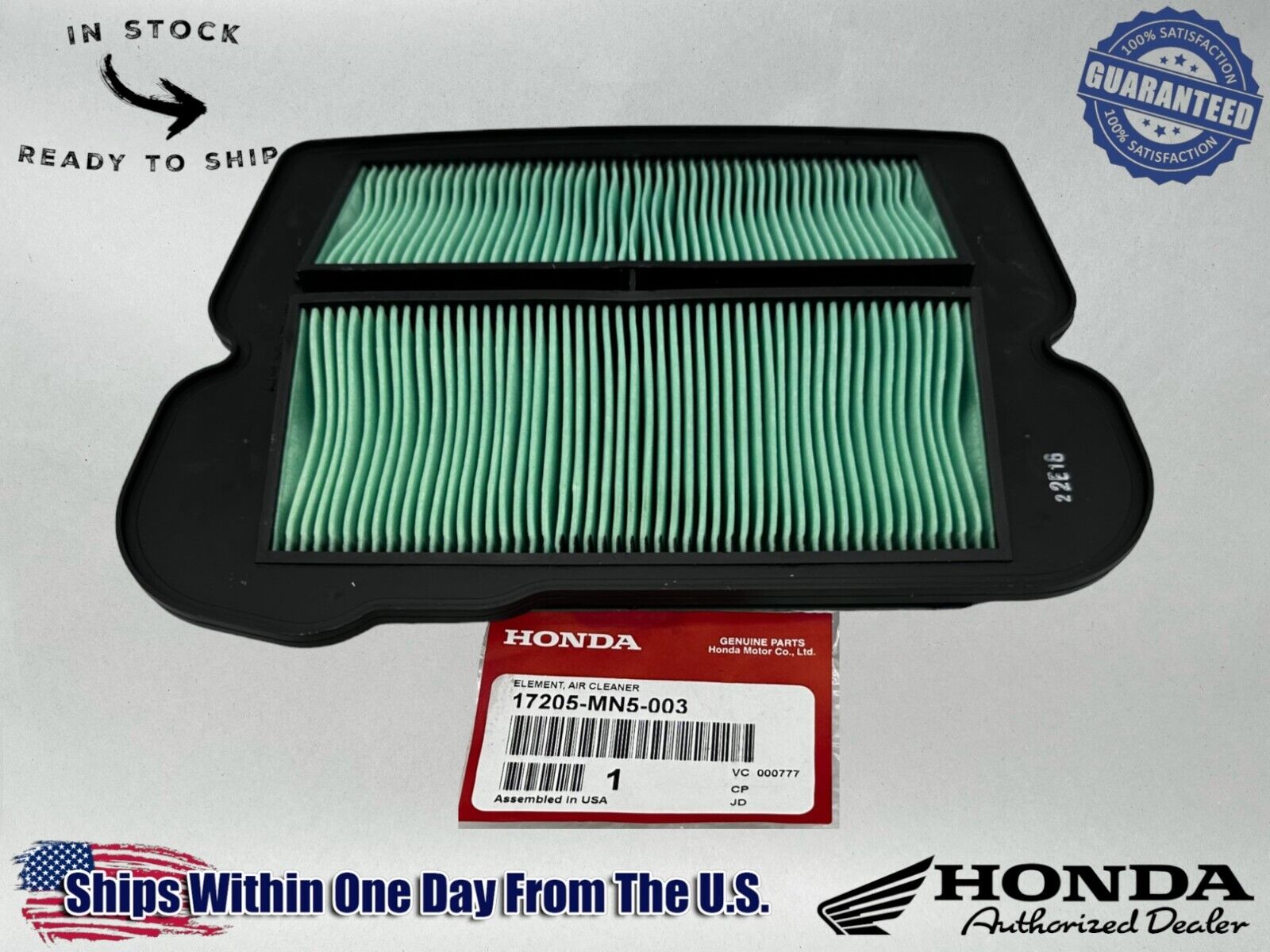 Honda Genuine OEM Authentic Air Filter 17205-MN5-003