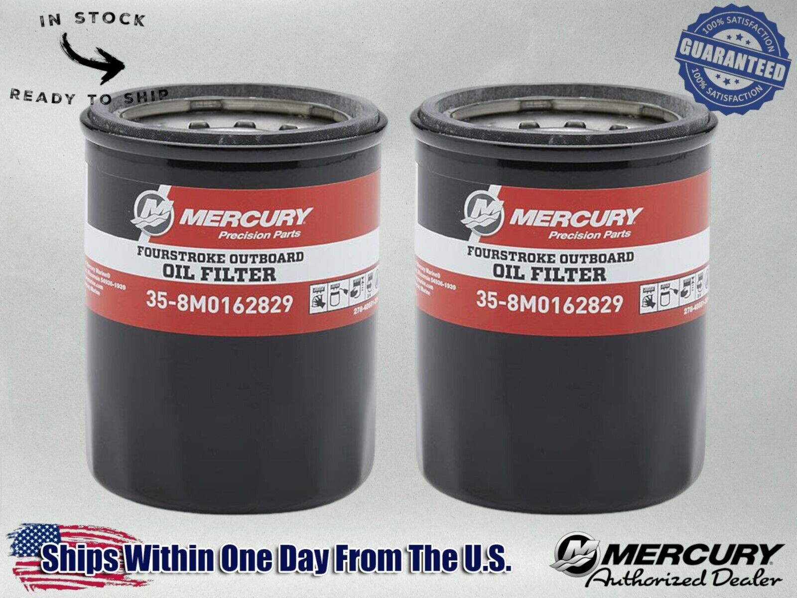 Mercury OEM Outboard Oil Filter for Mercury 25-115hp 8M0162829-2PACK 