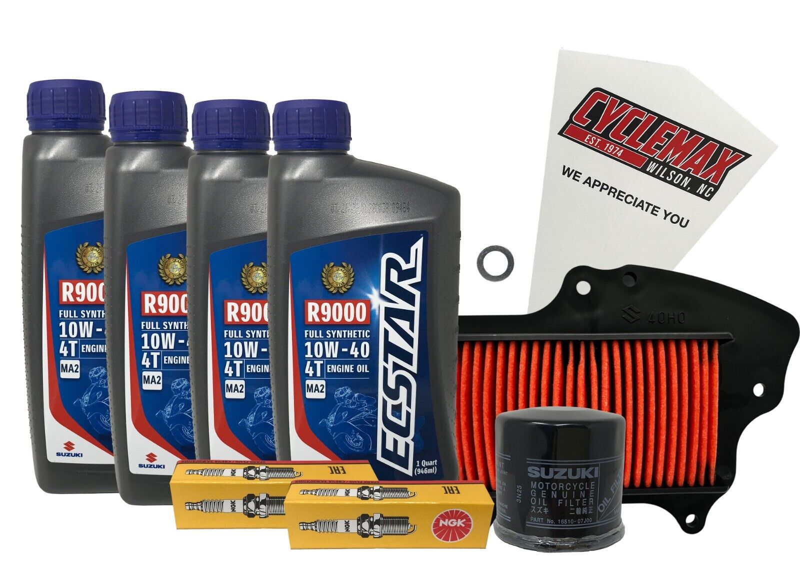 Cyclemax Full Synthetic Tune Up Kit w/ Spark Plugs fits 2013-2019 Suzuki VL-1500