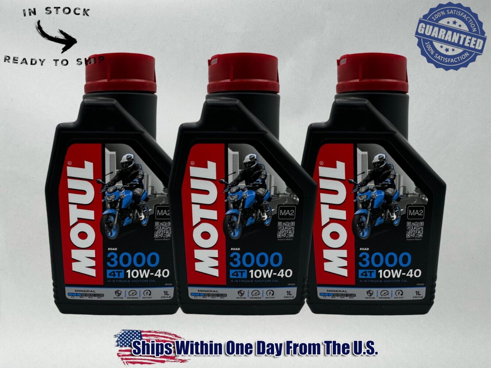 Motul Genuine OEM Motul 3000 4T 10w-40 Standard Motorcycle Oil MOT30-3PACK