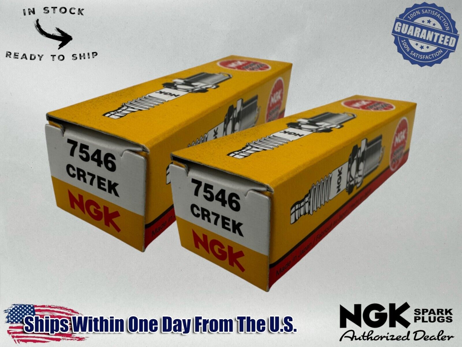 NGK Genuine OEM Authentic Spark Plugs CR7EK - 2 PACK