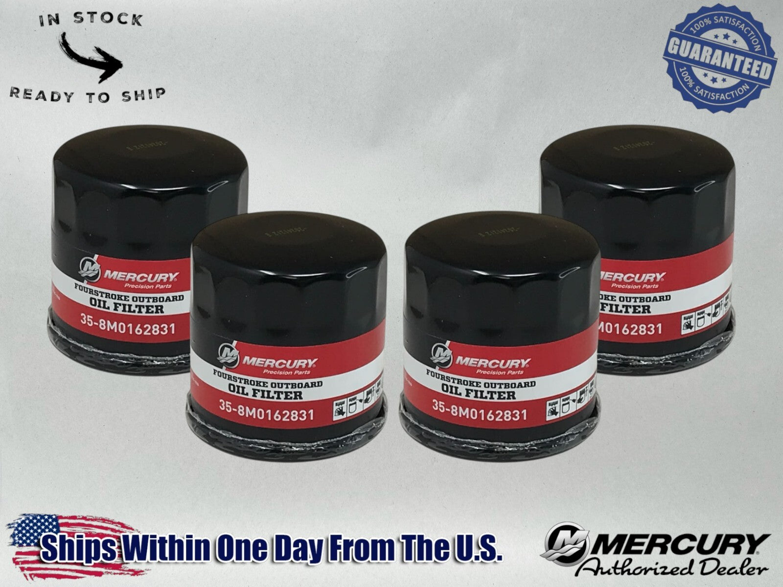 Mercury Genuine OEM Authentic Oil Filters 35-8M0162831 4 Pack