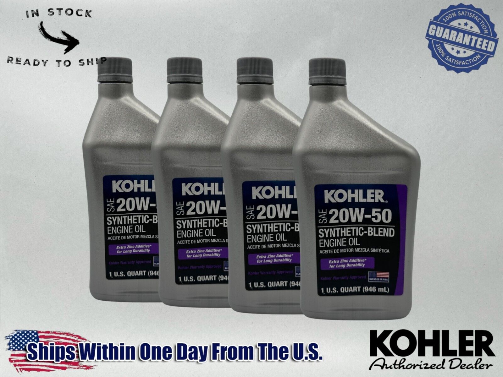 Kohler Genuine OEM Synthetic Blend 20W-50 4-Cycle Engine Oil 25 357 68-S-4PACK