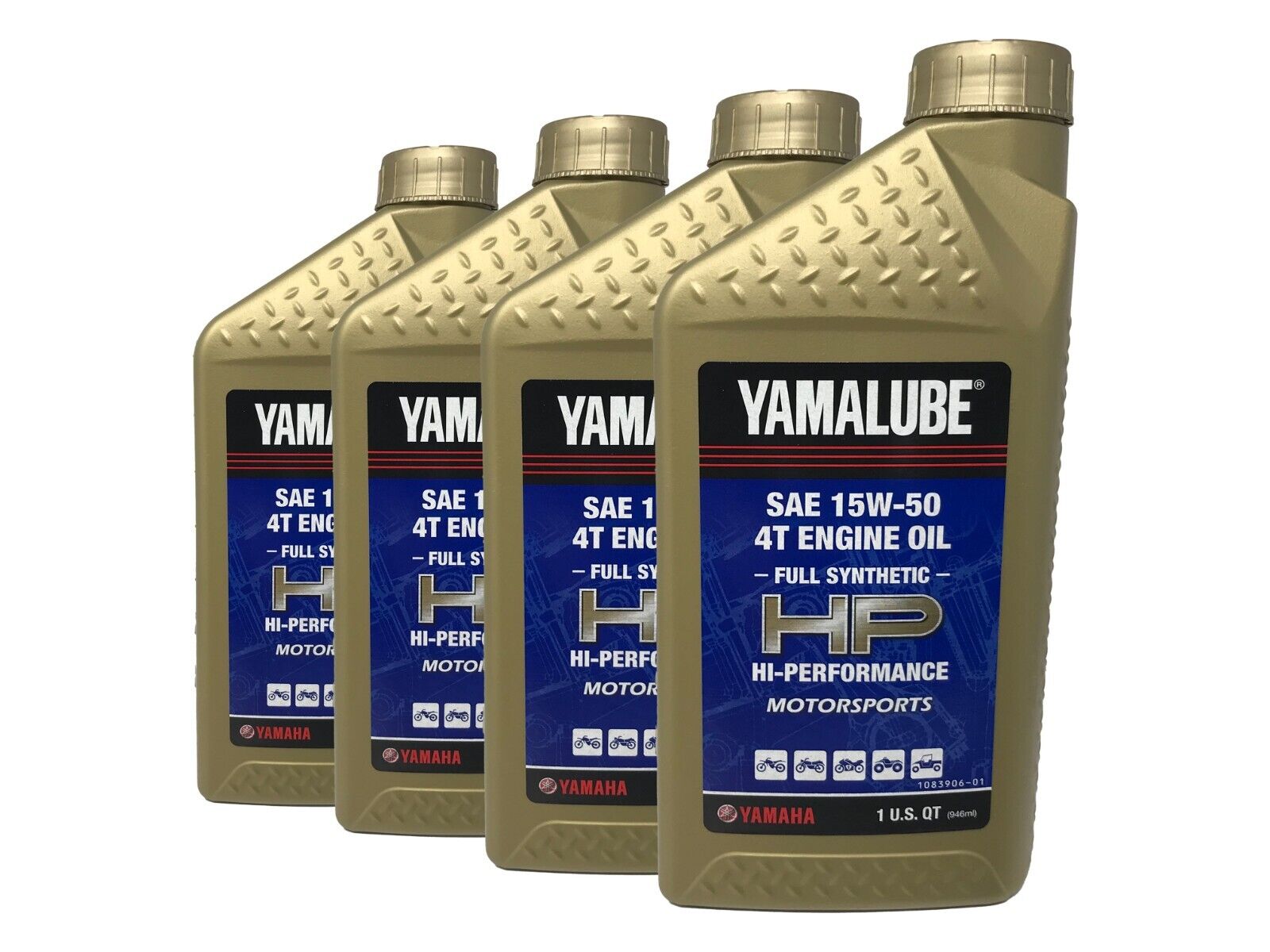 Yamaha Genuine OEM Yamalube Full Synthetic 15W-50 Oil LUB-15W50-FS-12 - 4 Pack