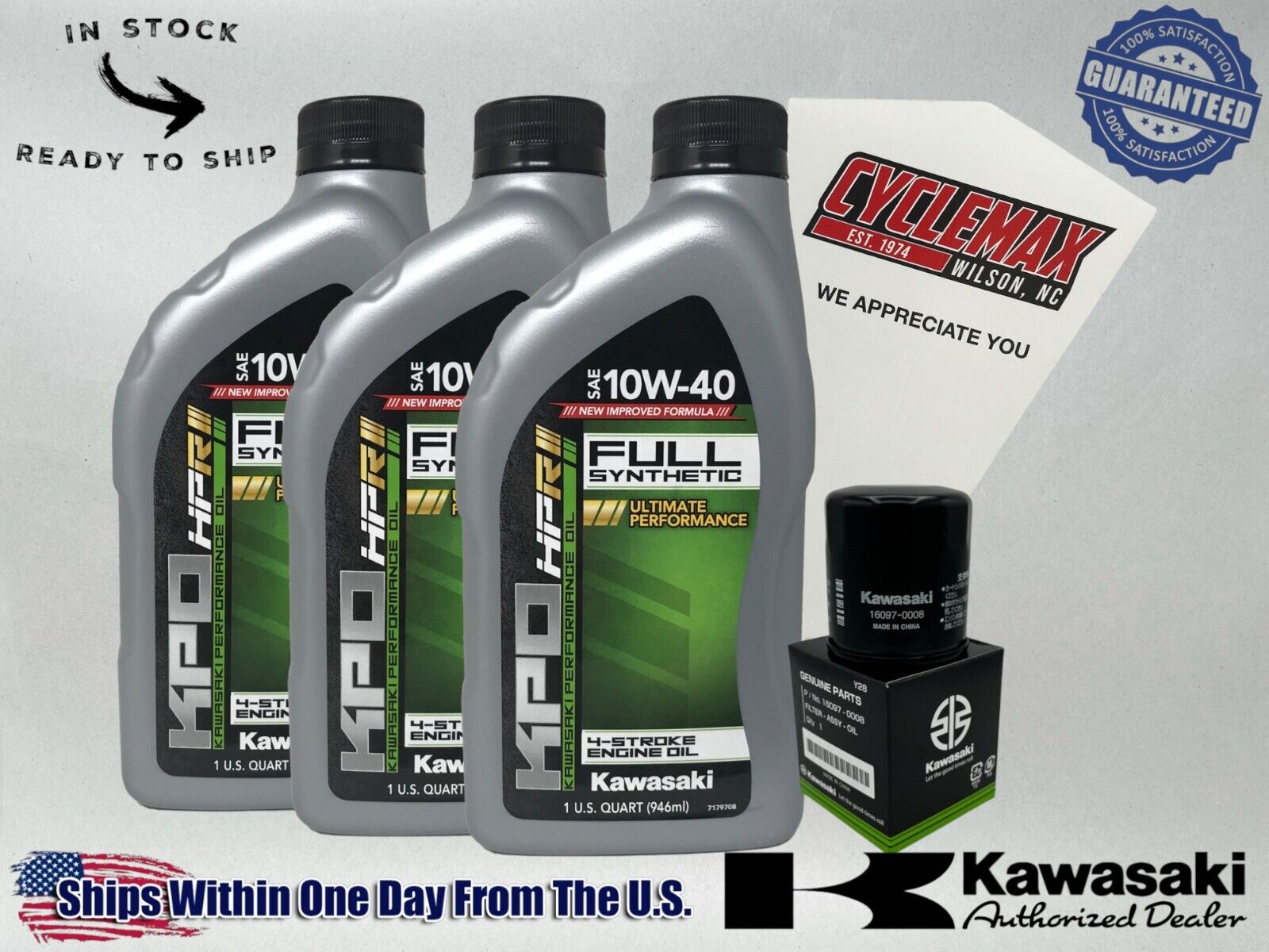 Cyclemax Full-Synthetic KPO Oil Change Kit fits 2019-2024 Kawasaki Z400