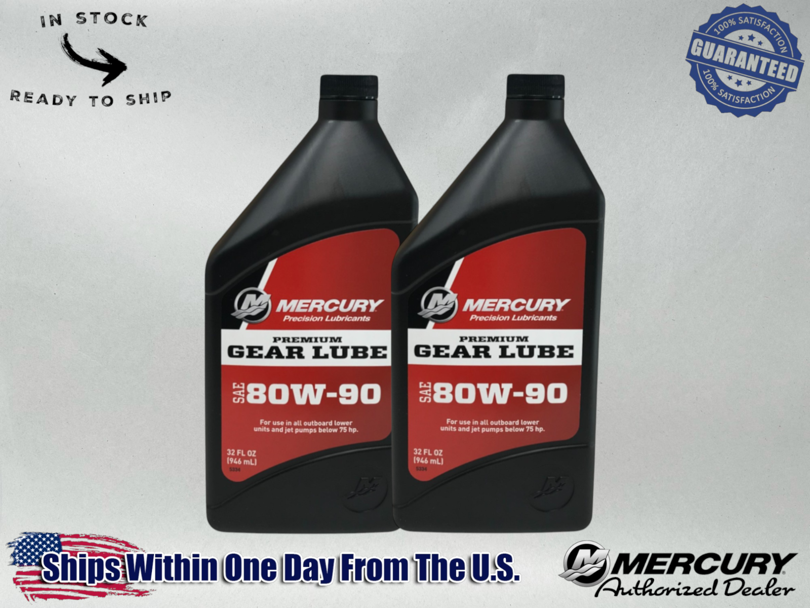 Mercury OEM Premium Gear Lube SAE 80W90 Quarts 92-858058K01 2 Pack