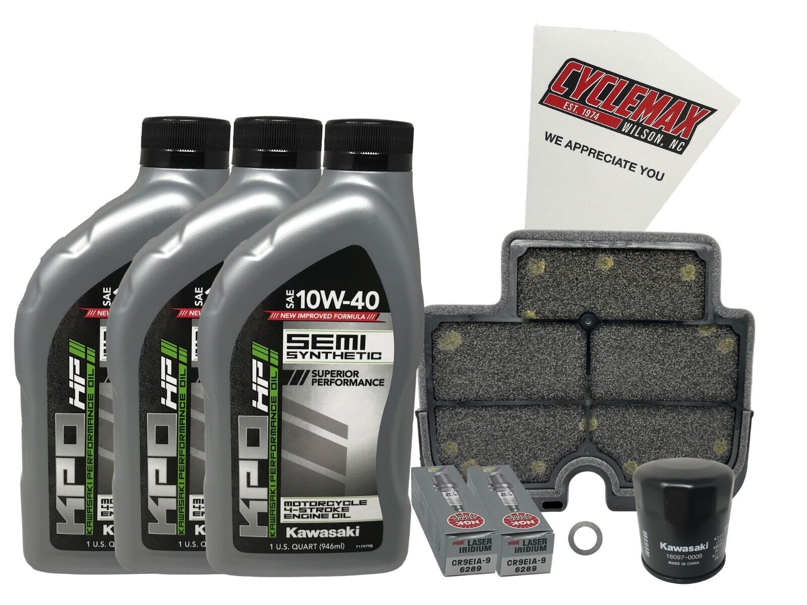 Cyclemax Semi-Synthetic Tune Up Kit w/ Plugs fits Kawasaki 2009-2011 Ninja 650