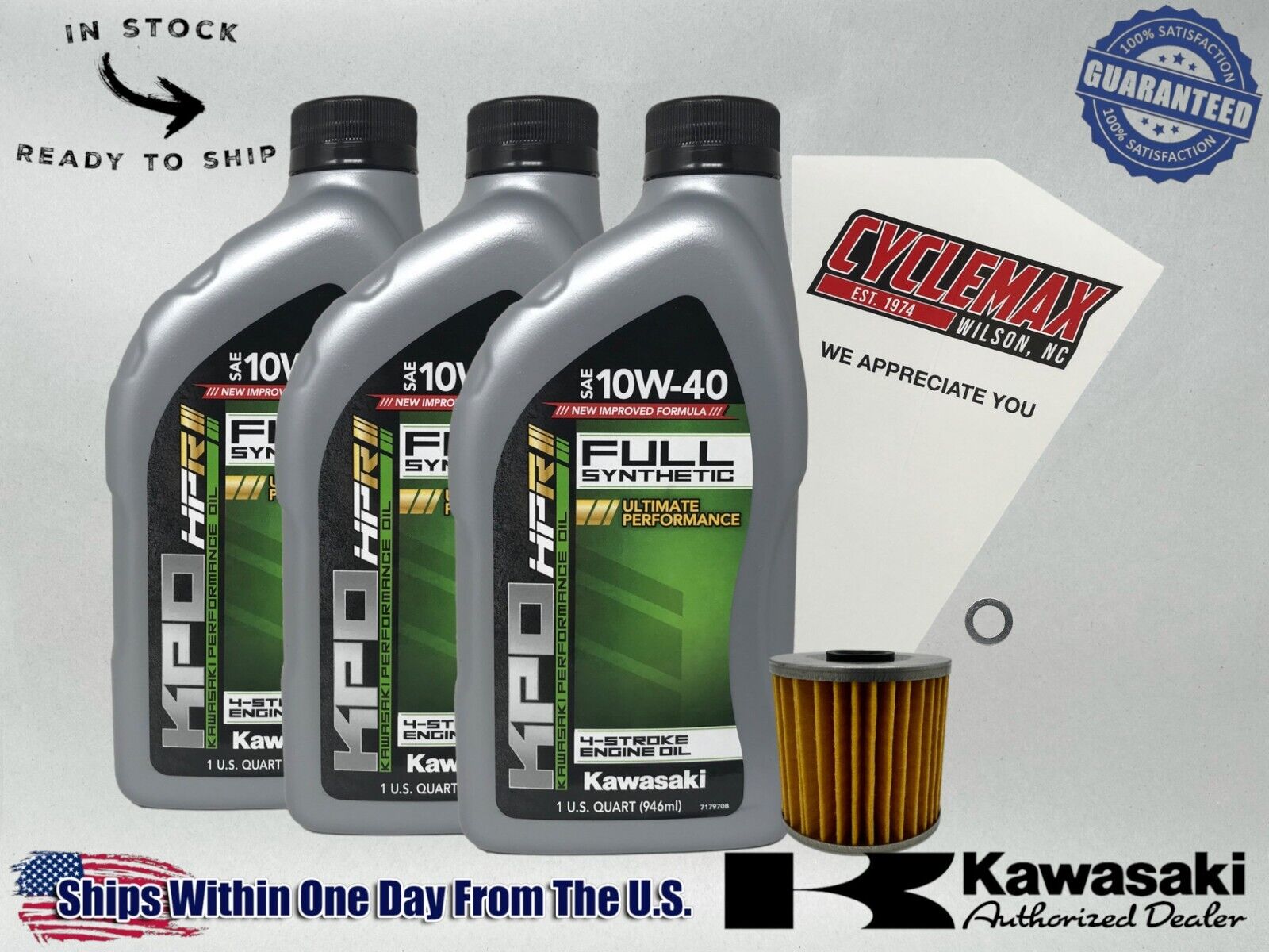 Cyclemax Full-Synthetic KPO Oil Change Kit fits 2003-2011 Kawasaki BAYOU 250