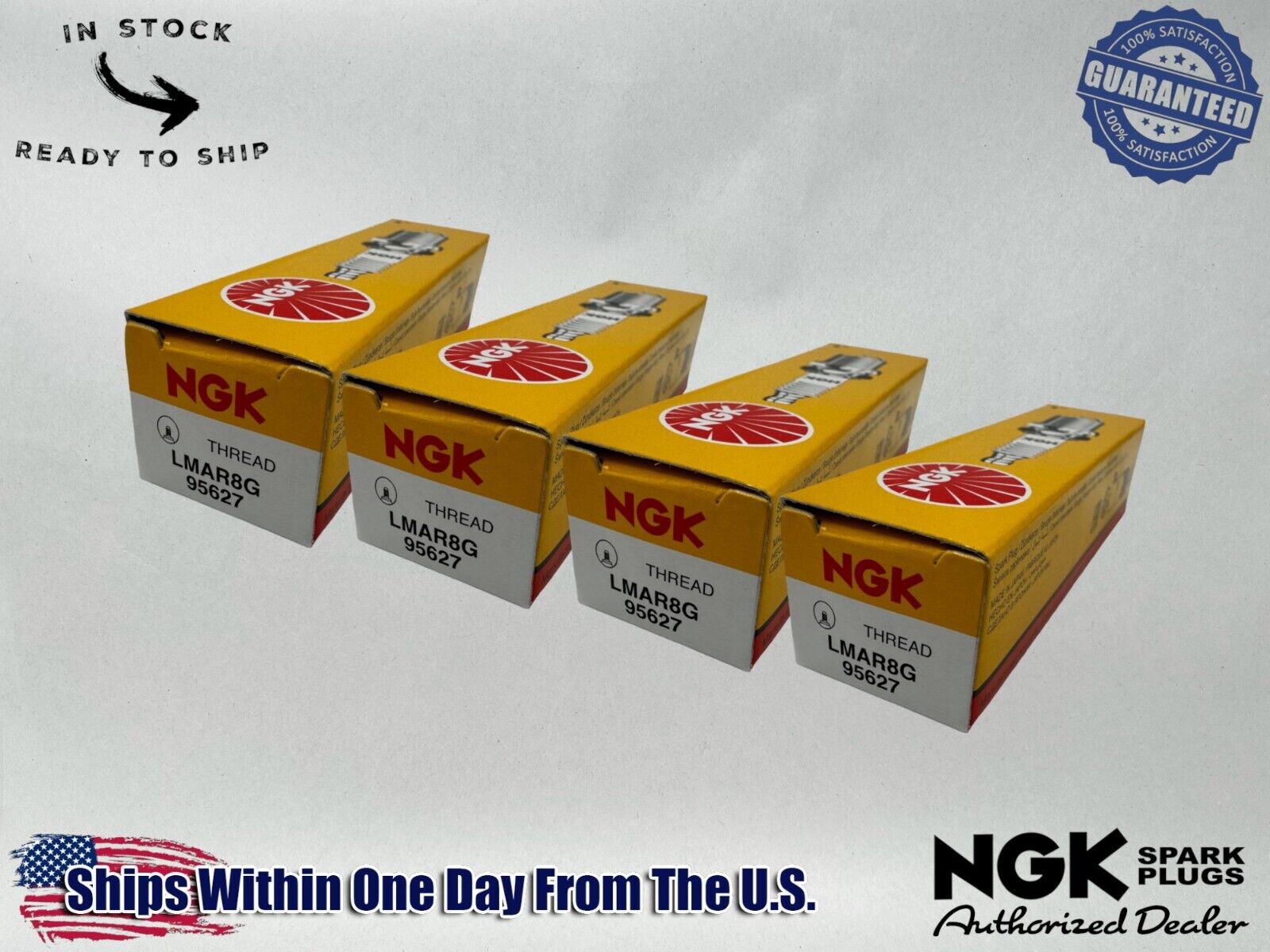 NGK Genuine OEM Authentic Spark Plugs LMAR8G - 4 PACK