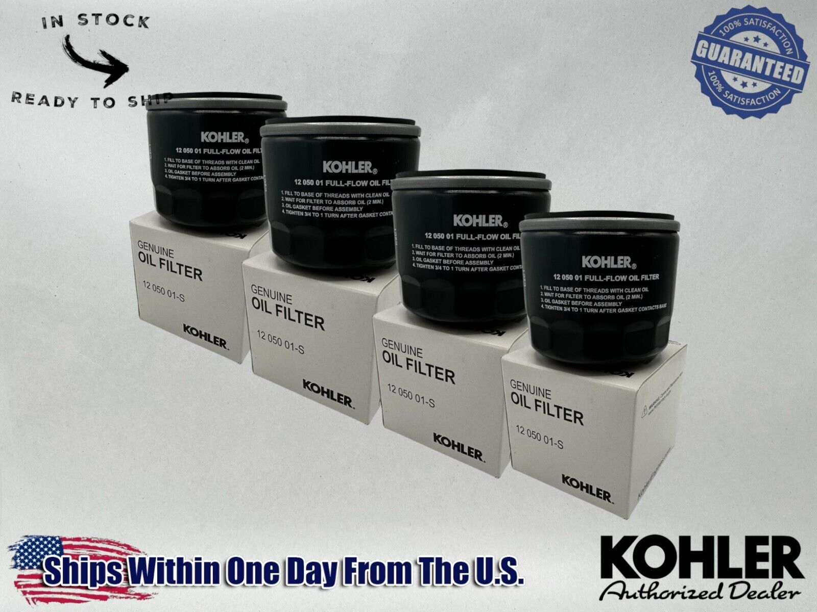 Kohler Genuine OEM Authentic Full Flow Oil Filter 12 050 01-S-4PACK