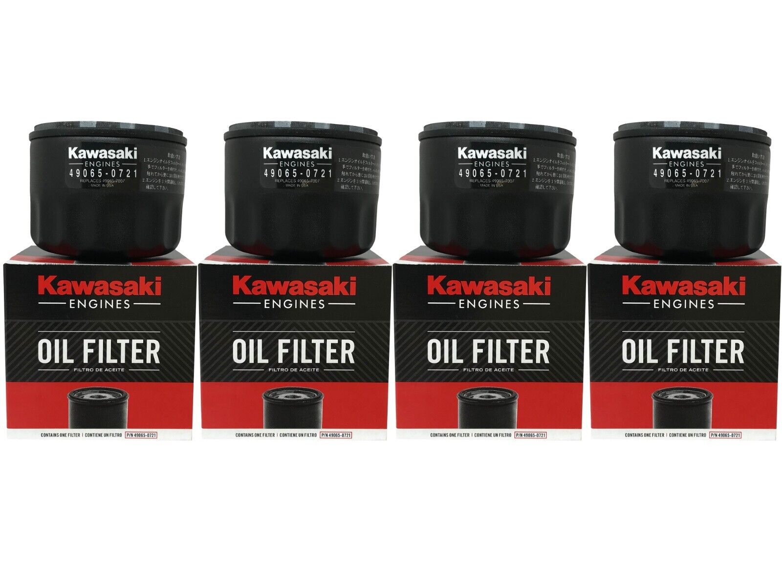 4 Pack OEM Kawasaki 49065-0721 Oil Filter Replaces 49065-7007