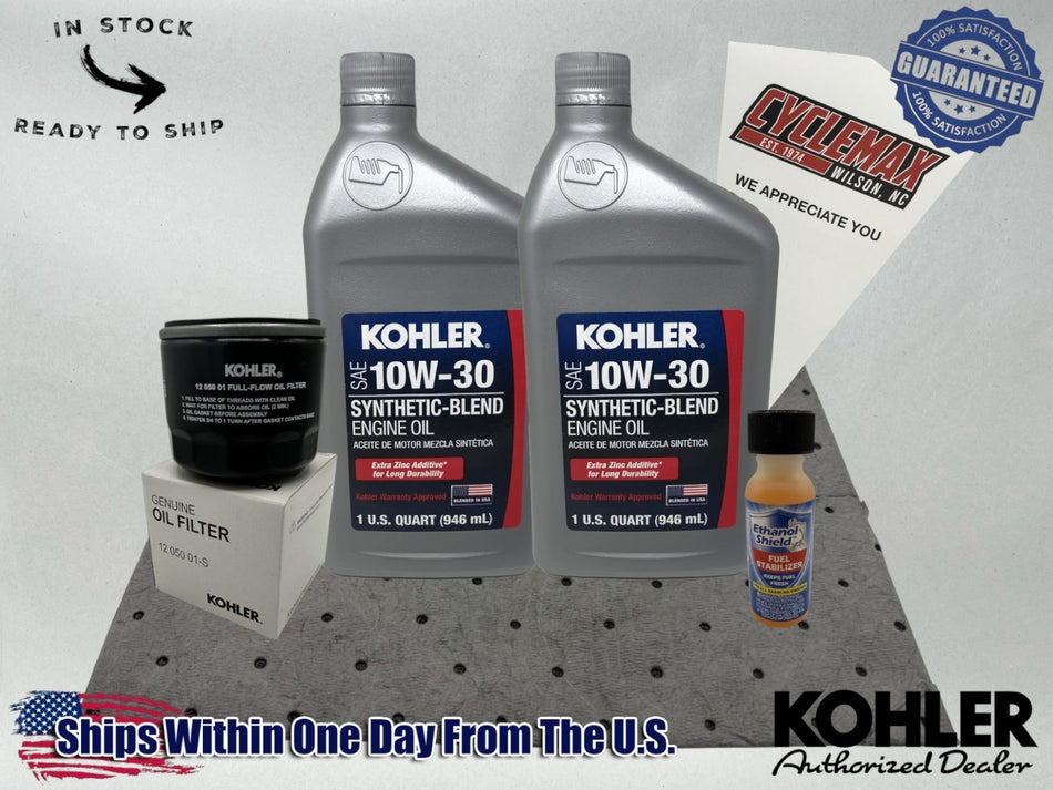10W-30 Semi Synthetic Kohler Oil Change Kit w/Oil Pad & Fuel Treatment