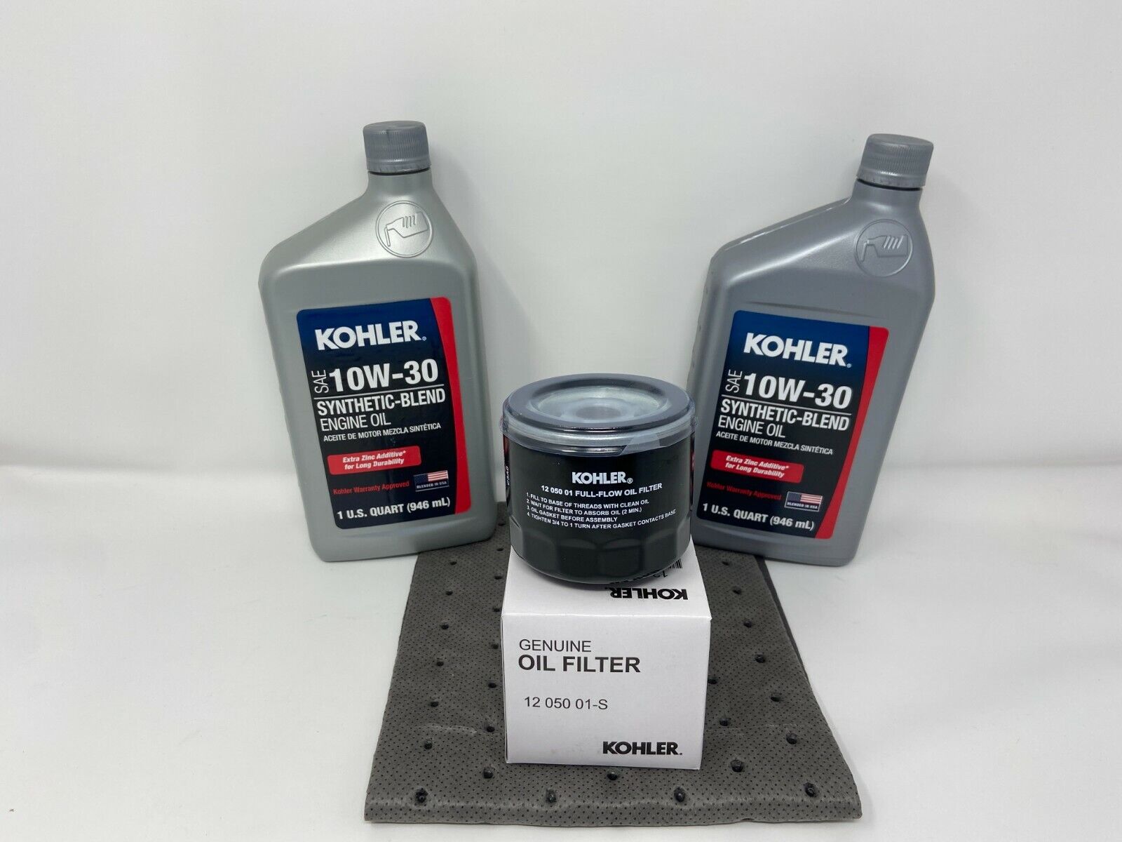 Genuine Kohler 12 050 01-S Oil Change Kit w/Oil pad and 2 Quarts of 10W-30 Oil