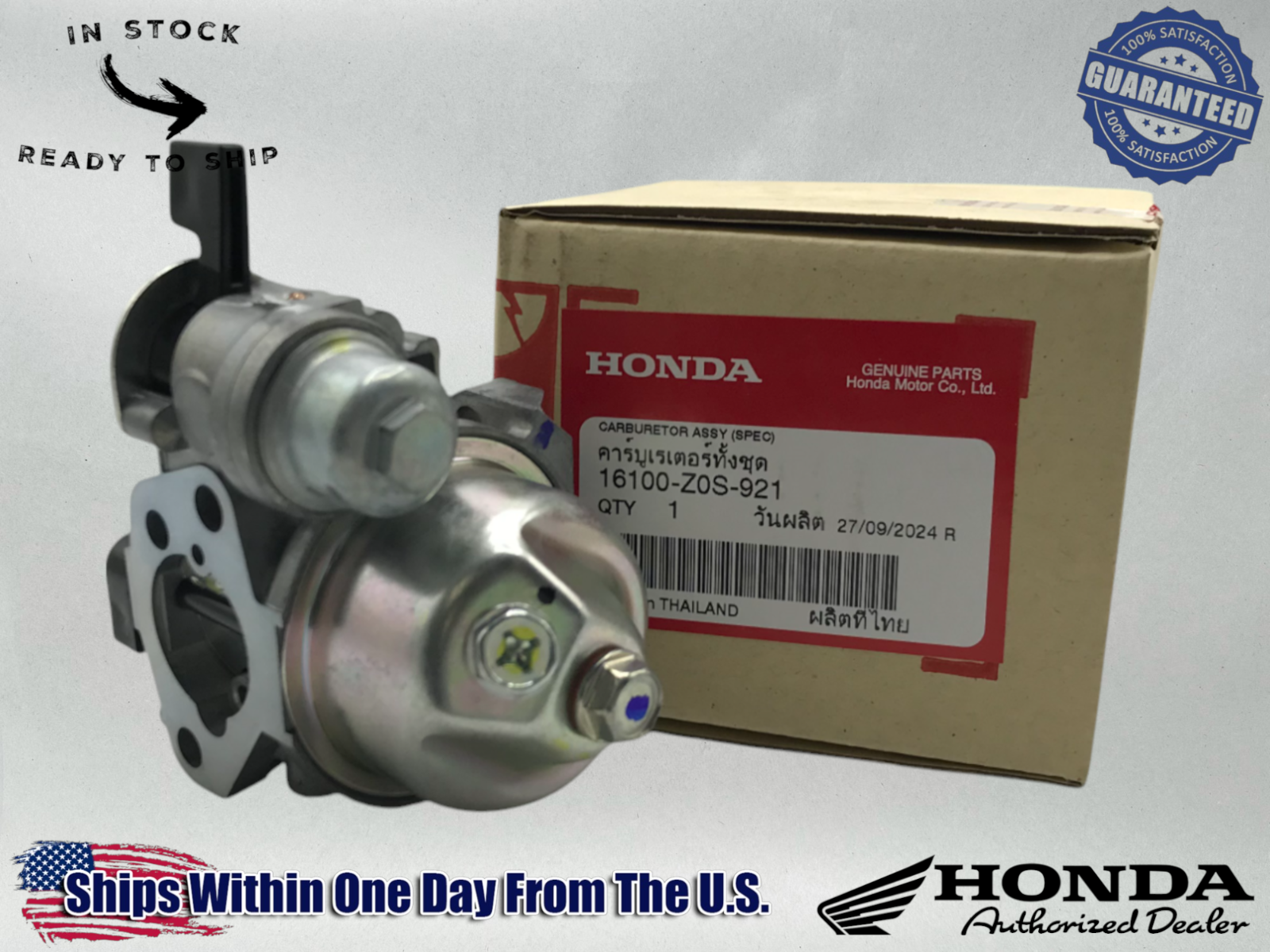 Honda Genuine OEM Authentic Carburetor for GX120 CARB GX120 3.5HP 16100-Z0S-921