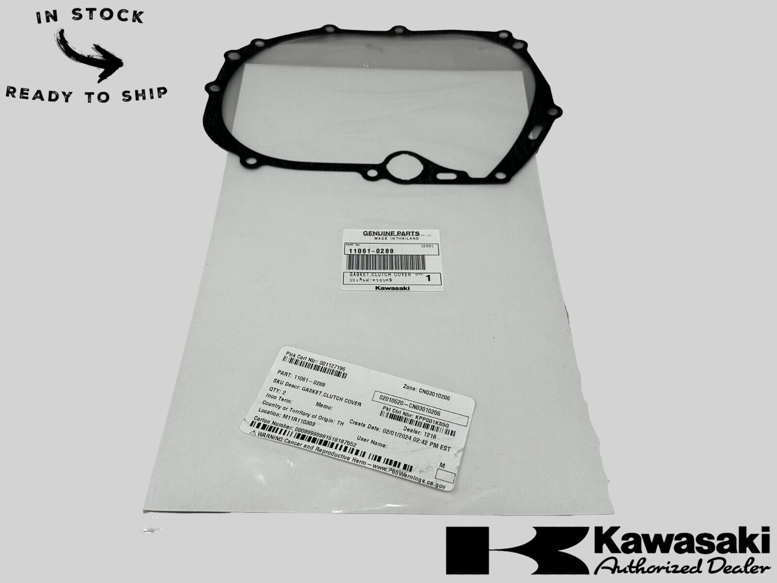 Kawasaki Genuine OEM Clutch Cover Gasket 11061-0289