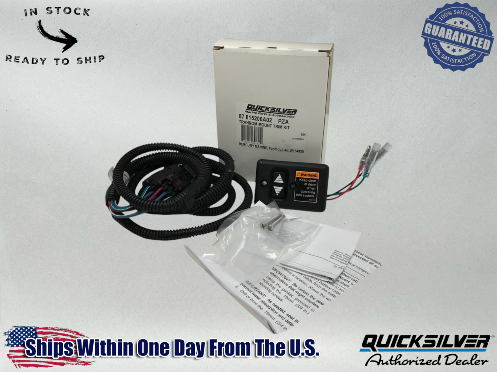 Mercury OEM Mercruiser Quicksilver Transom Mount Trim Switch Kit 815200A02