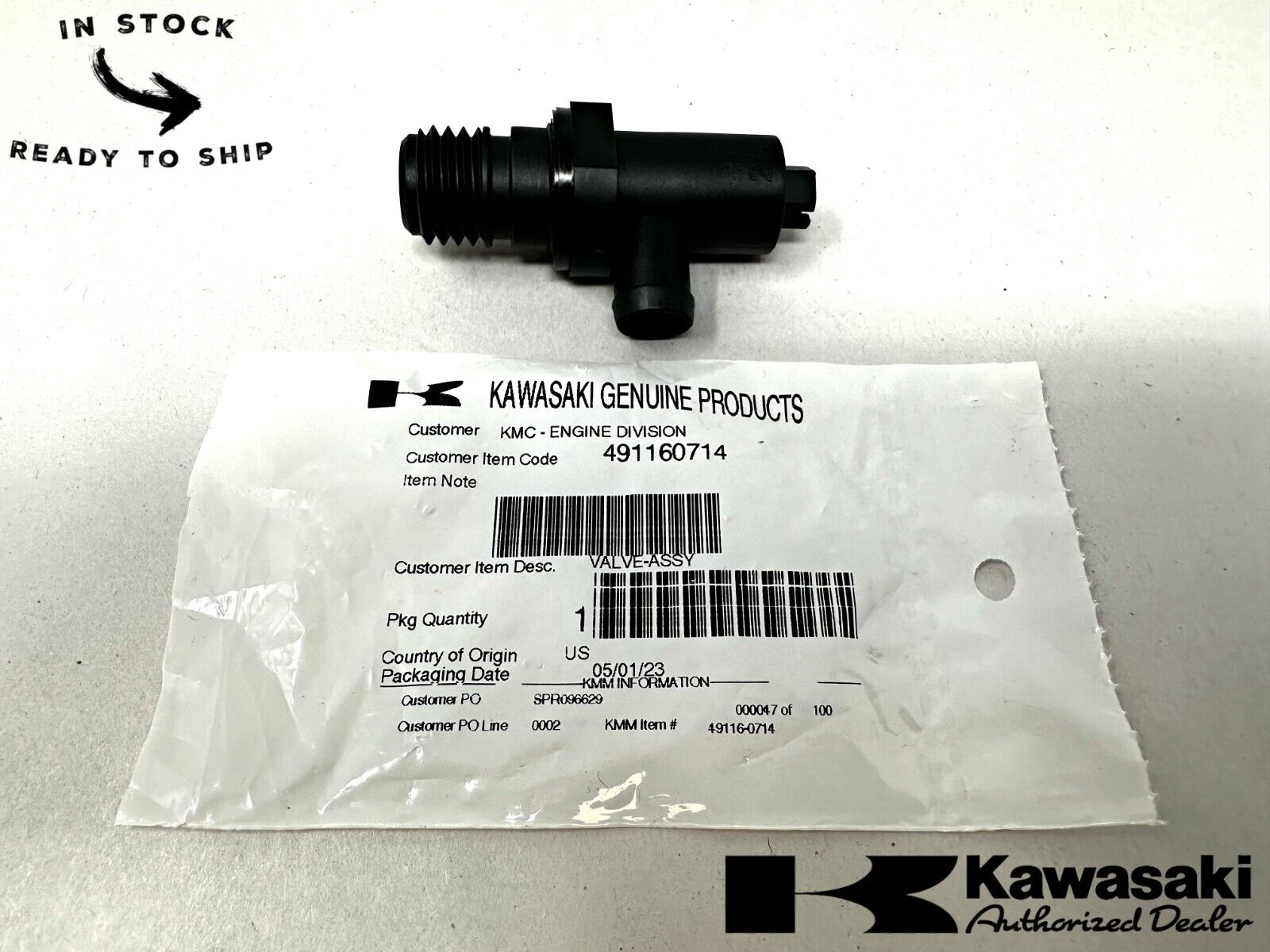 Kawasaki Genuine OEM Valve Assembly 49116-0714