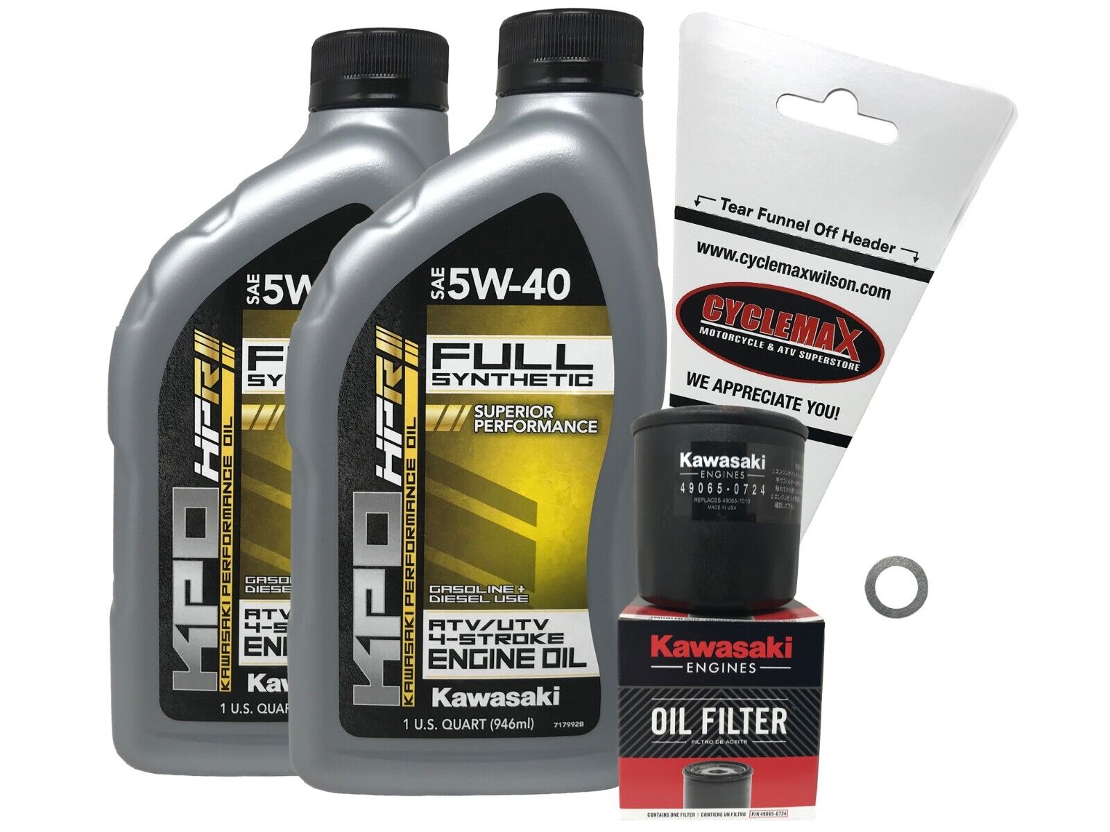 Cyclemax 2005-2022 OEM Kawasaki Mule 600 610 SX Full Synthetic Oil Change Kit