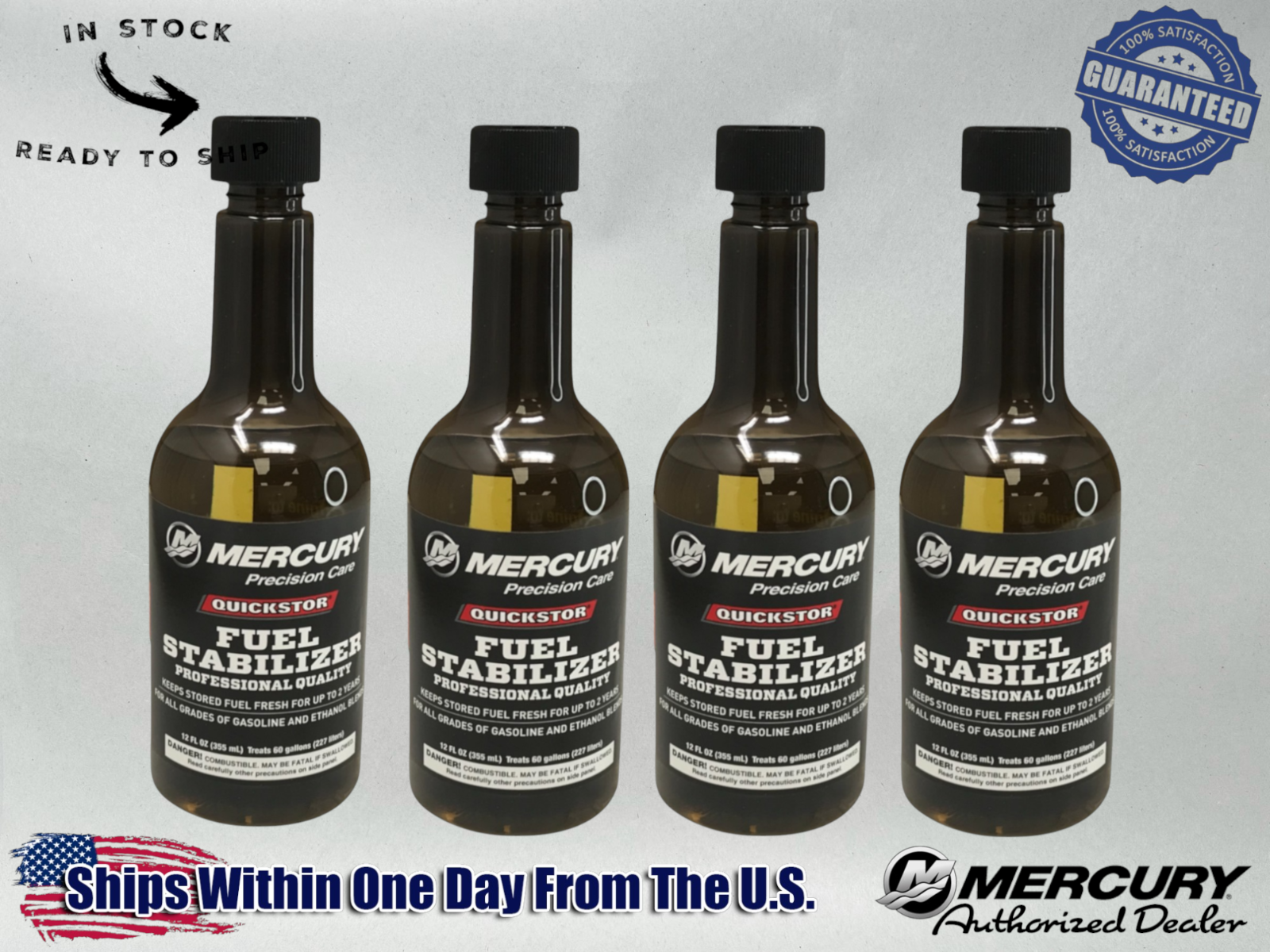 Mercury OEM Quickstor Fuel Treatment & Stabilizer 12 Oz. 92-8M0047932 4 Pack
