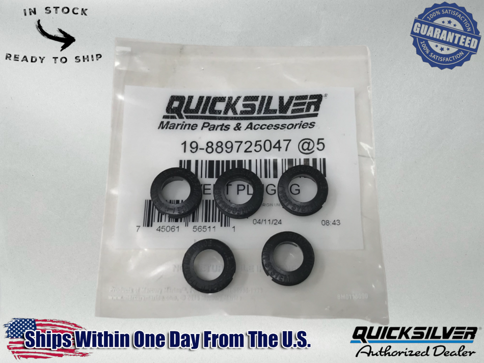Mercury OEM Authentic Performance PVS Vent Plug 12mm - 19-889725047 5Pack