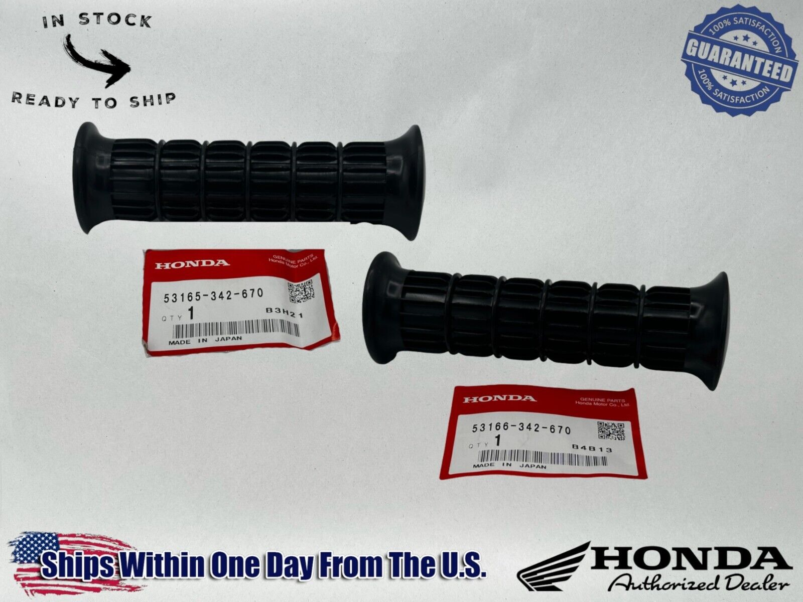 Honda Genuine OEM Right & Left Handle Grip Set 53165-KPT-305+53166-KPT-305