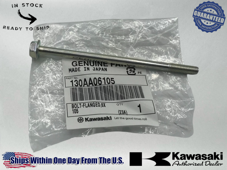 Kawasaki OEM BOLT-FLANGED 130AA06105 -(04-25)Ninja ZX-10R, (05-25) ZX-6R