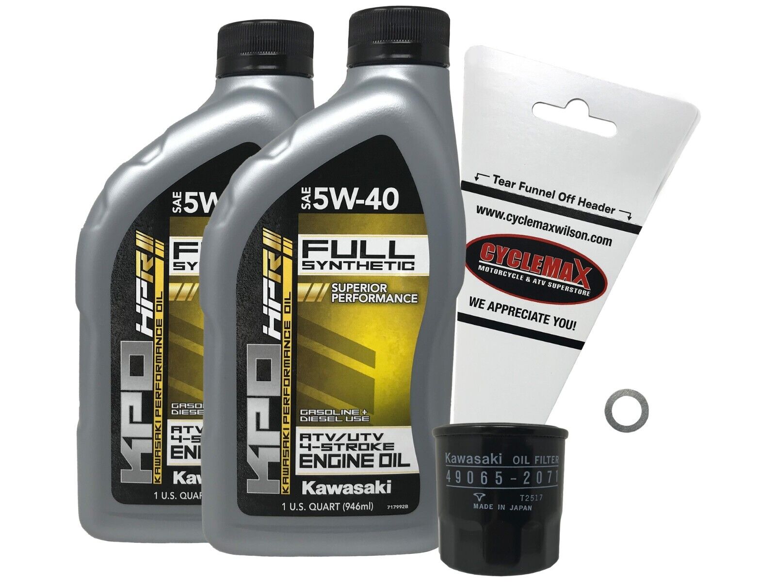 Cyclemax 2011-2018 OEM Kawasaki Mule 4000 Full Synthetic Oil Change Kit