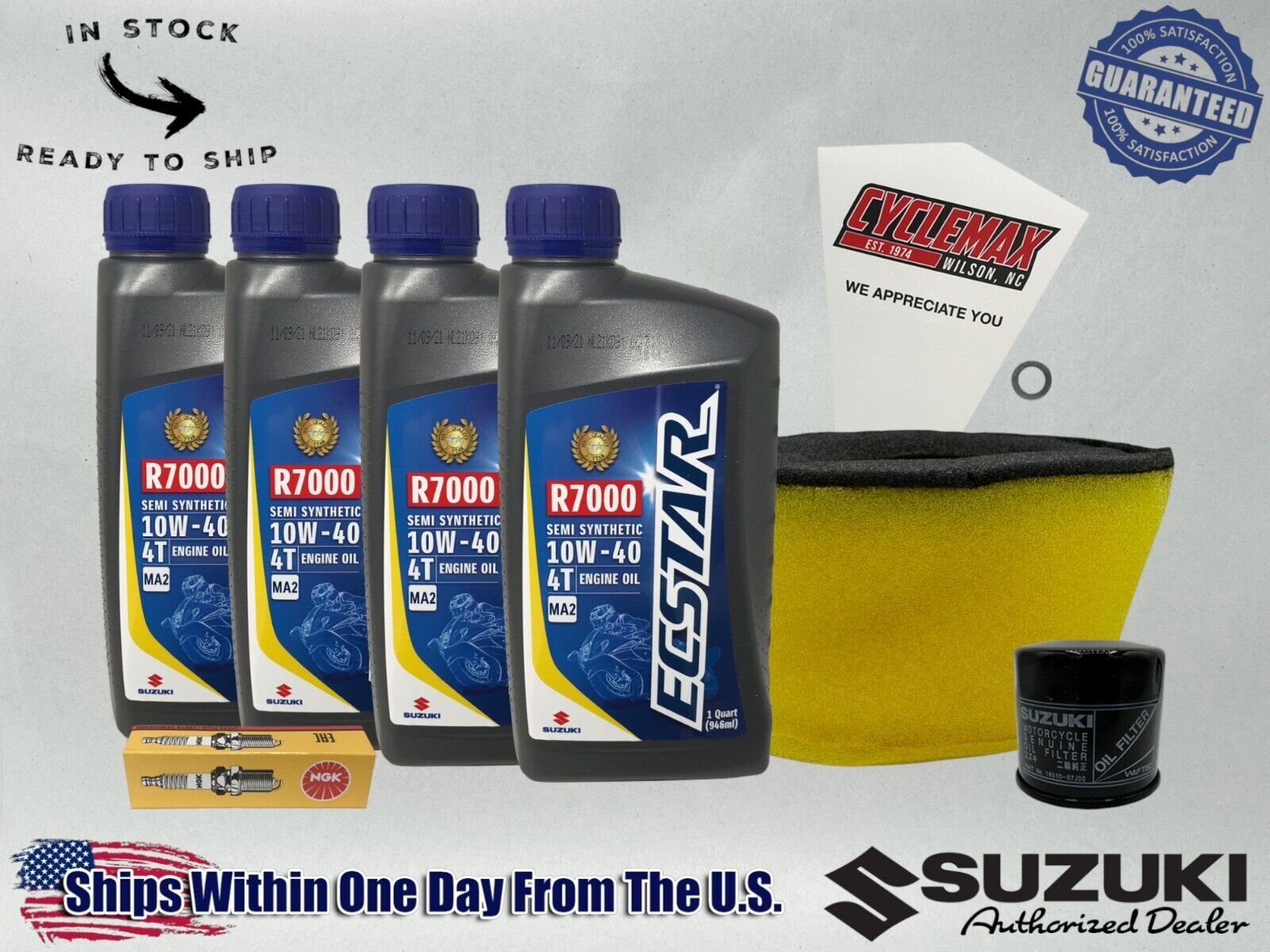 Cyclemax Semi-Synthetic Ecstar R7000 Tune-Up Kit fits 1998-2002 Suzuki LT-F500F