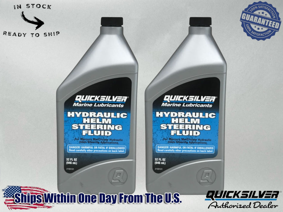 Quicksilver OEM Hydraulic Helm Steering Fluid Quarts 92-858078Q01 2 Pack