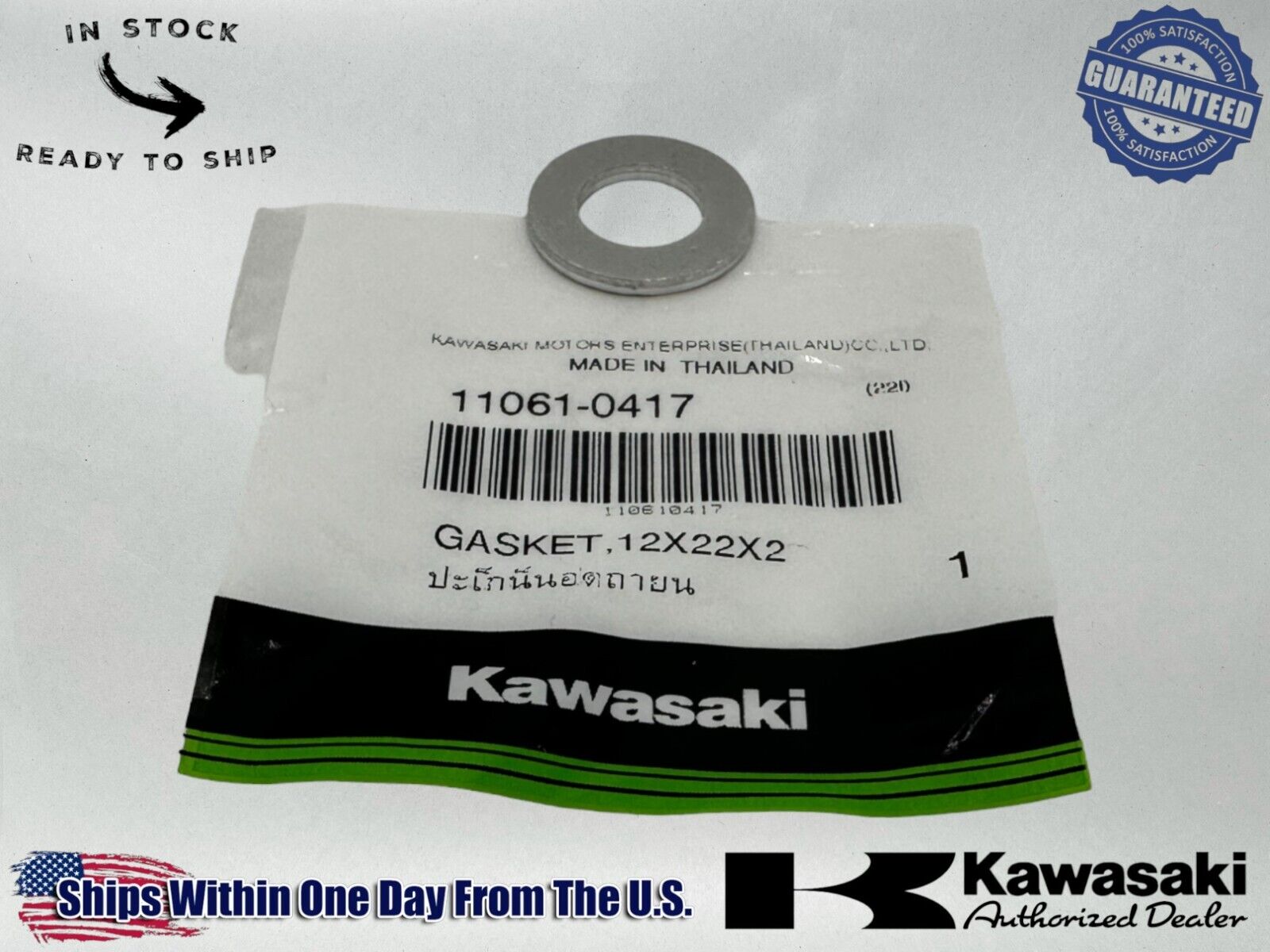 Kawasaki Genuine OEM Authentic Gasket 12X22X2 11061-0417