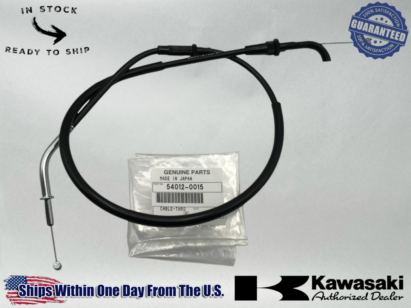 Kawasaki OEM 1995-05 ZRX 1100 1200 GPZ1100 OPENING THROTTLE CABLE 54012-0015