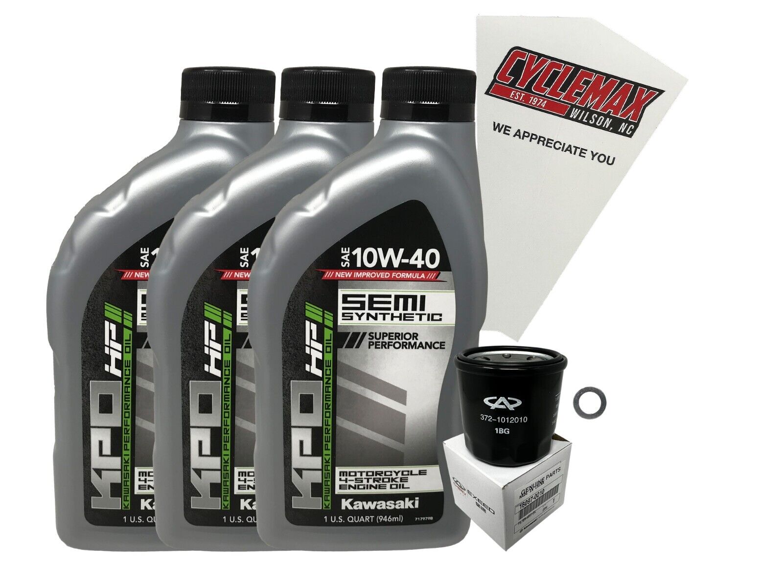 Cyclemax OEM SS 10W-40 Oil Change Kit fits 2015-2023 Kawasaki Mule PR FX