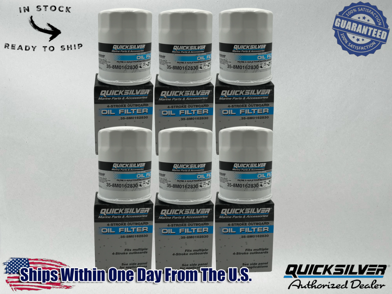 Quicksilver Genuine OEM Authentic Oil Filters 35-8M0162830 6 Pack