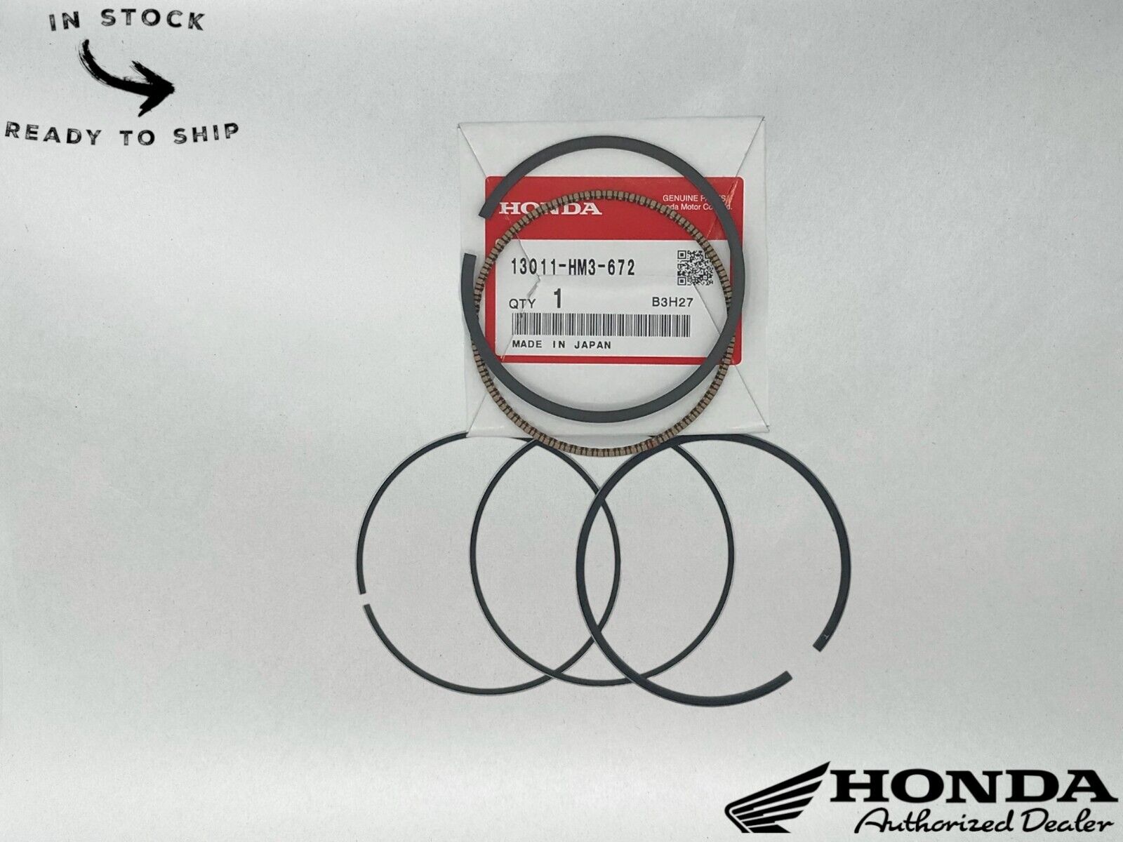 Honda Genuine OEM Standard Piston Ring Set 13011-HM3-672