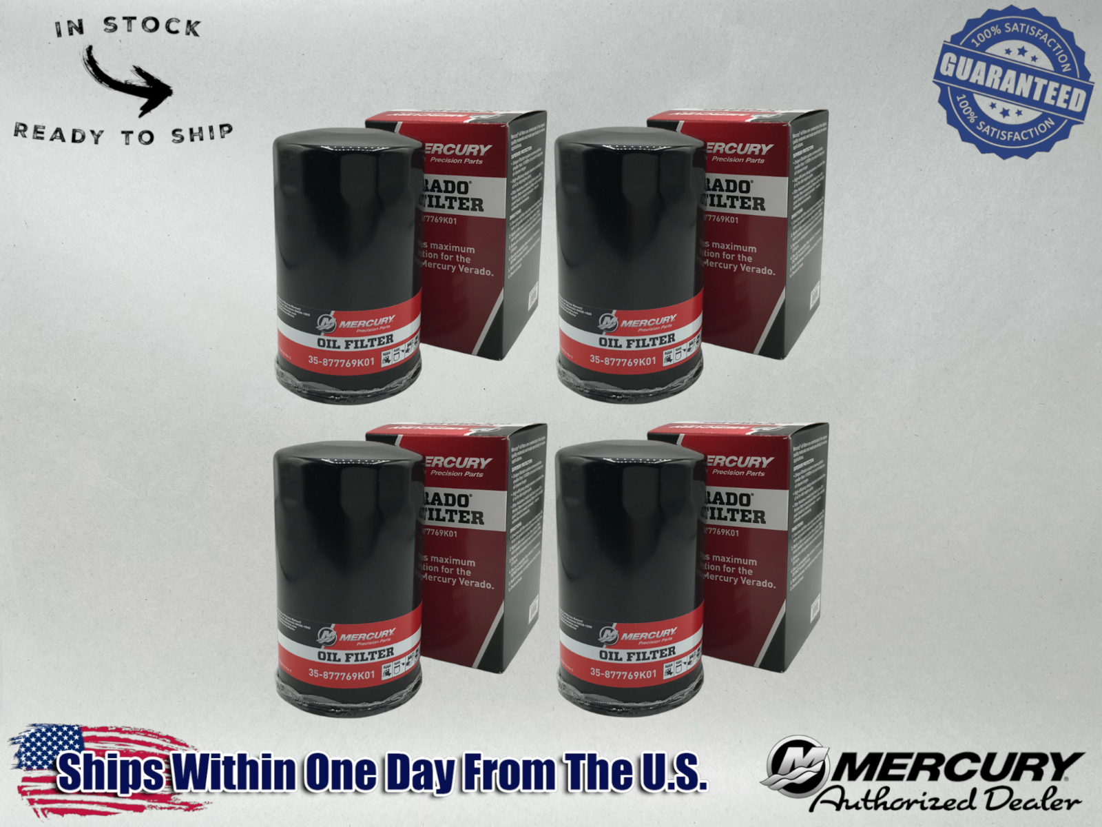 Mercury Genuine OEM Authentic Oil Filters 35-877769K01 4 Pack