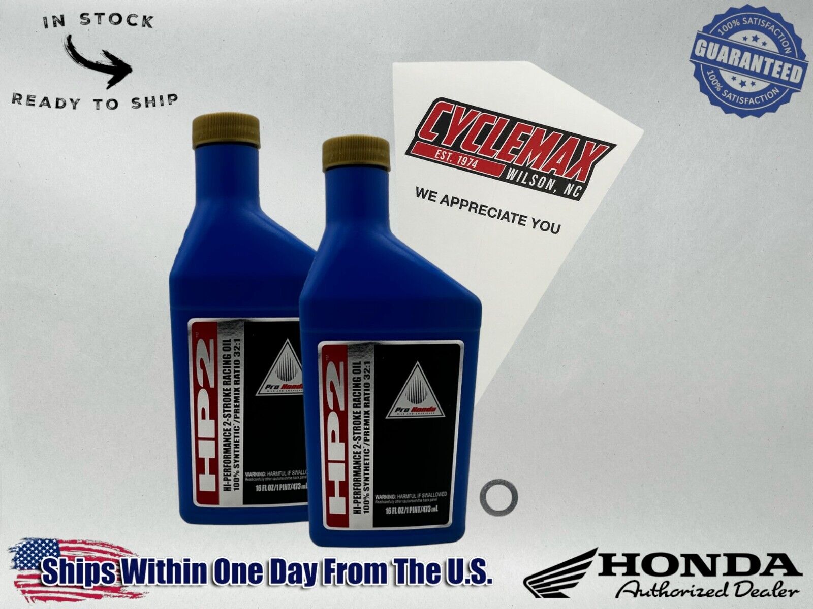 Cyclemax Full Synthetic HP2 Premix Racing Oil Kit fits 1985-1987 Honda ATC250R