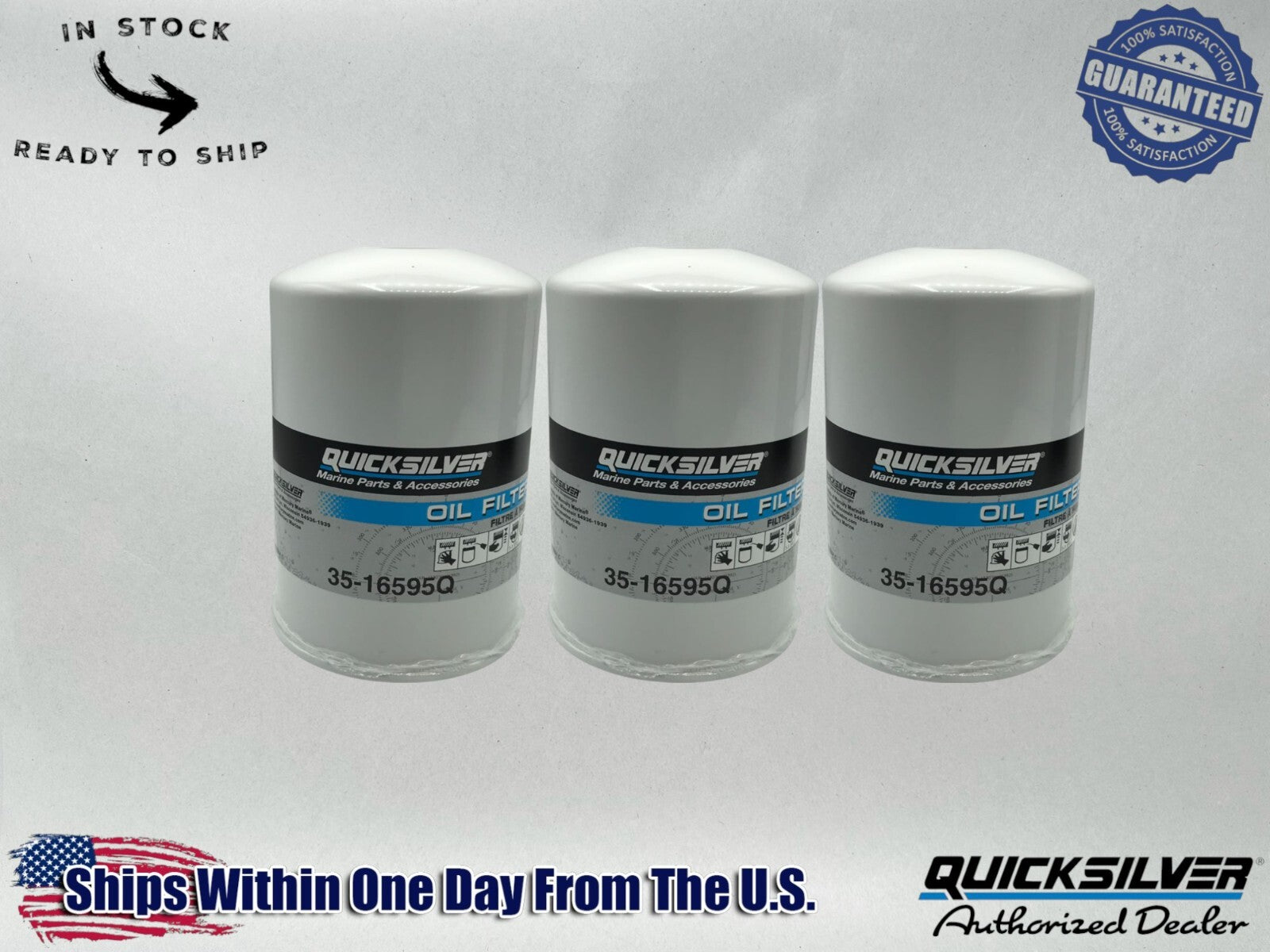 Quicksilver Genuine OEM Authentic Oil Filters 35-16595Q 3 Pack