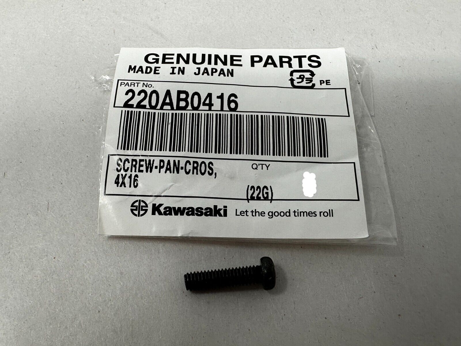 Kawasaki Genuine OEM Cross Pan Screw 220AB0416