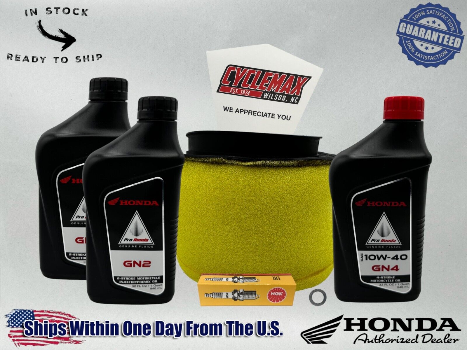 Cyclemax Std GN2 2-Stroke Premix Oil & Tune-Up Kit fits 1985-1987 Honda ATC250R