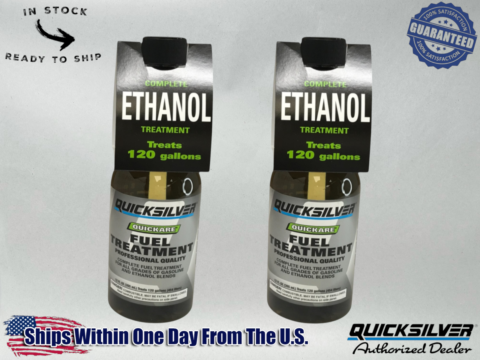 Mercury Genuine OEM Authentic Quickare Fuel Treatment 12 oz 92-8M0047920 2 Pack