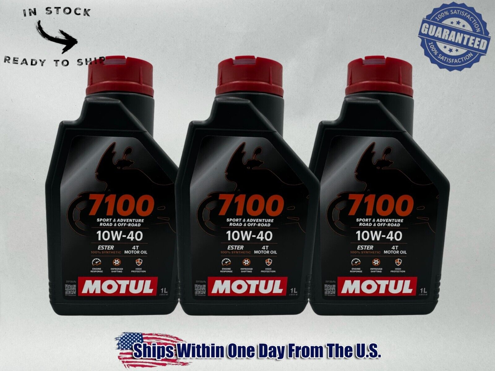 Motul OEM Motul 7100 4T 10w-40 Full Synthetic Motorcycle Oil 3601-0064-3PACK