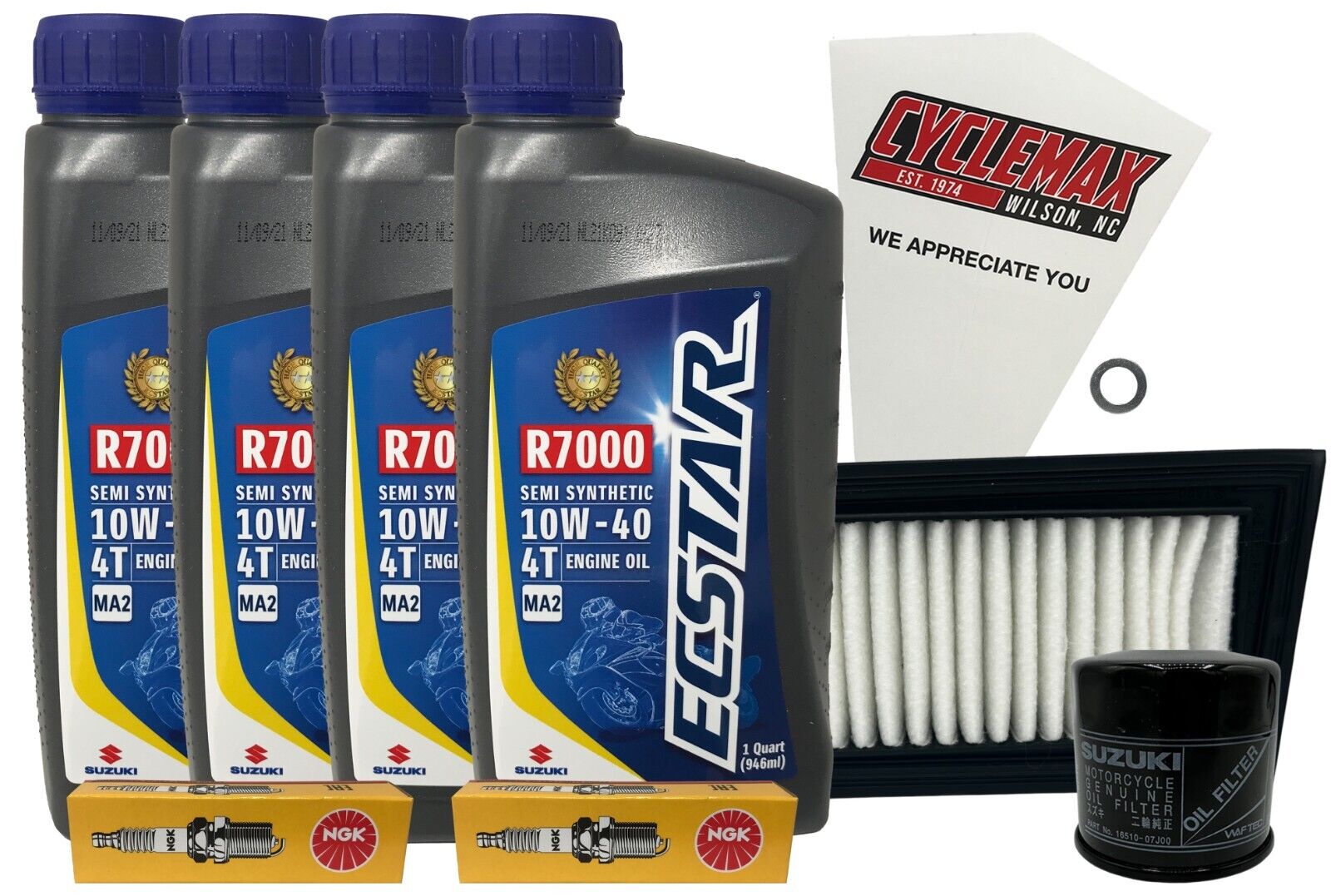 Cyclemax Semi-Synthetic Tune Up Kit w/ Spark Plugs fits 2003-2018 Suzuki AN-650