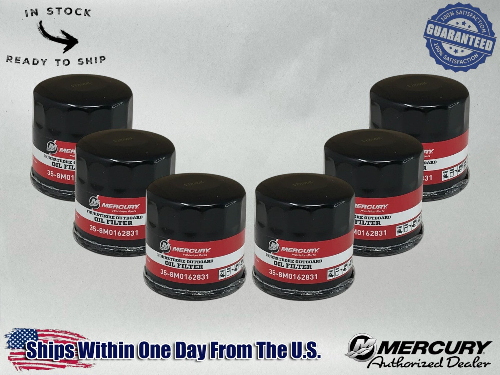 Mercury Genuine OEM Authentic Oil Filters 35-8M0162831 6 Pack