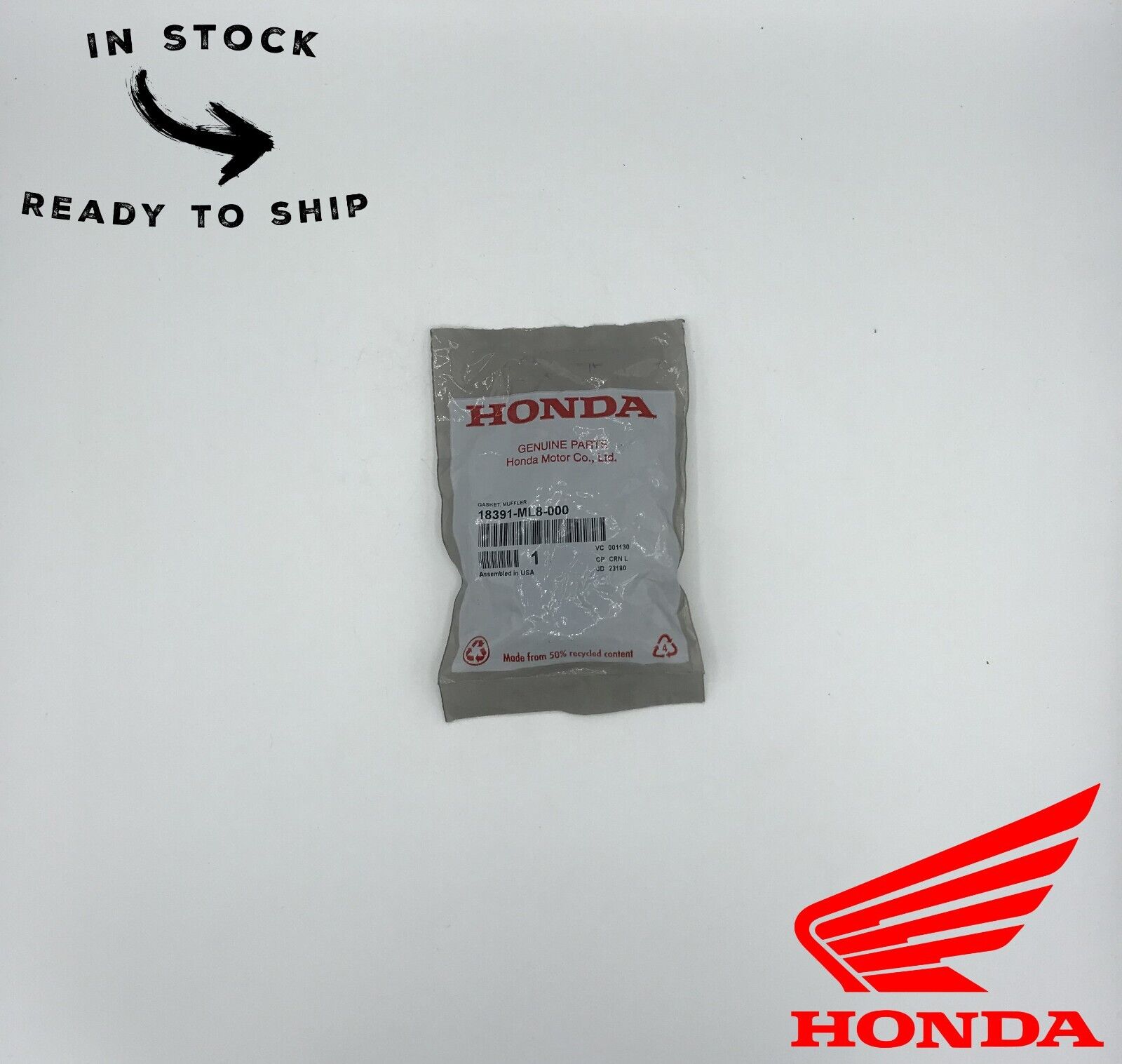 Genuine OEM Honda Exhaust Muffler Silencer Pipe Connector Gasket 18391-ML8-000