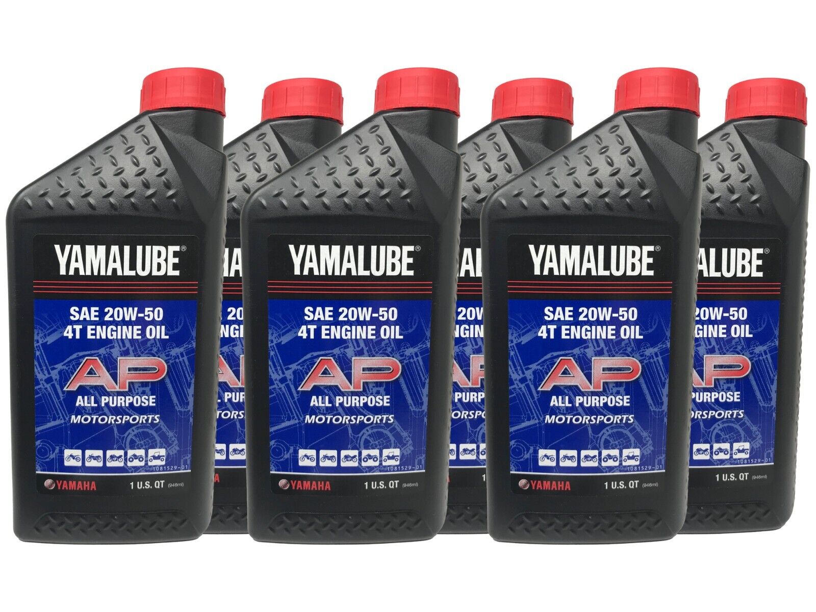 Yamaha Genuine OEM SAE 20W-50 4T Engine Oil LUB-20W50-AP-12 - 6 Pack