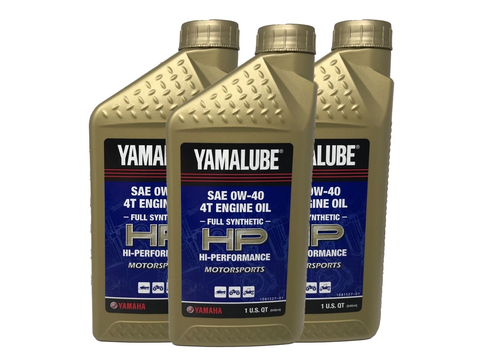 Yamaha Genuine OEM Yamalube Full Synthetic 0W-40 Oil LUB-00W40-FS-12 - 3 Pack